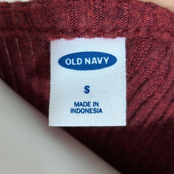 Old Navy Dark Red Ribbed Faux Wrap Blouse Size S - Picture 4 of 4